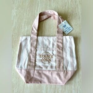 Trader Joe’s Pastel Beige Striped Mini Tote Bag NWT